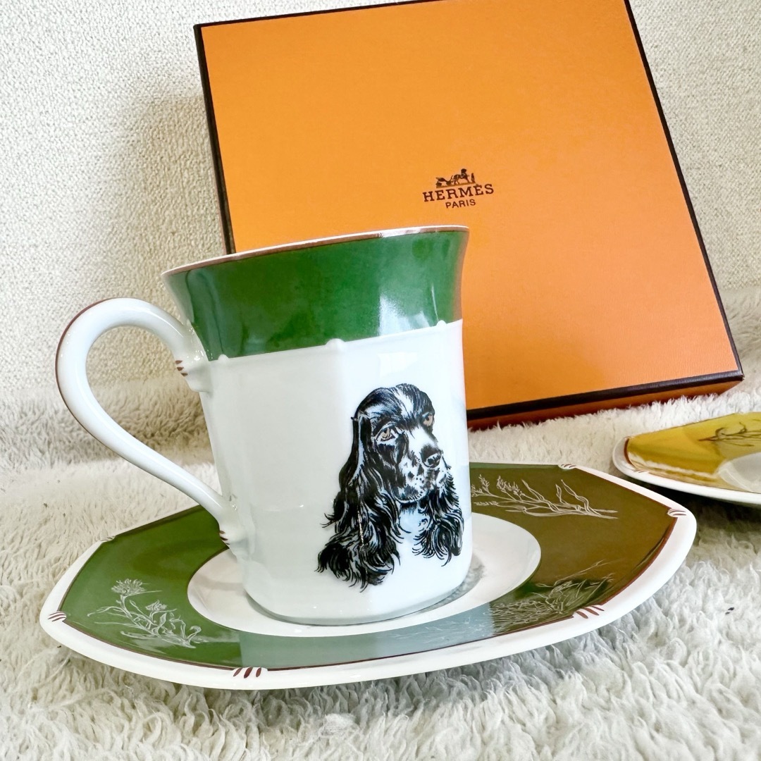HERMES - HERMES 新品エルメスシャスグリーン緑八角皿カップ＆ソーサー