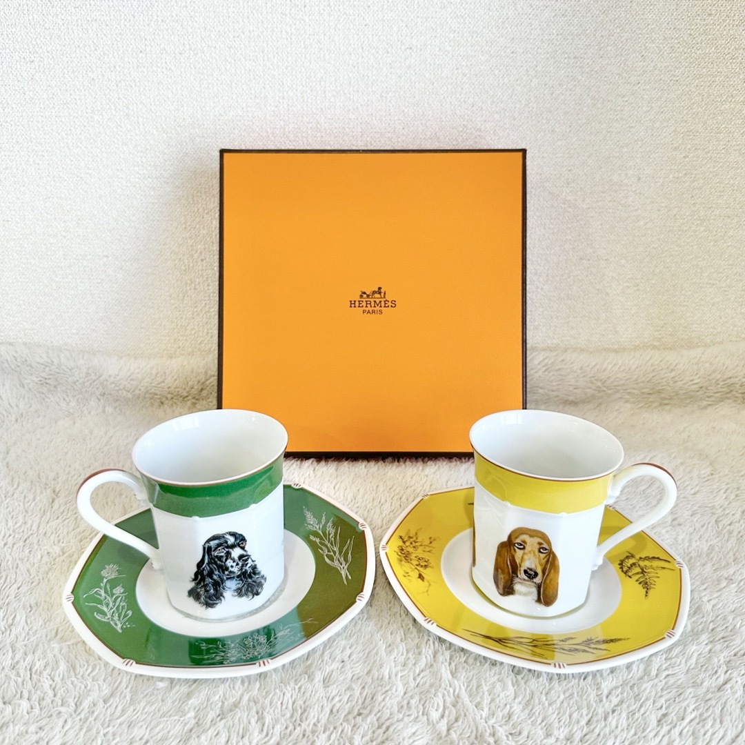 HERMES - HERMES 新品エルメスシャスグリーン緑八角皿カップ＆ソーサー