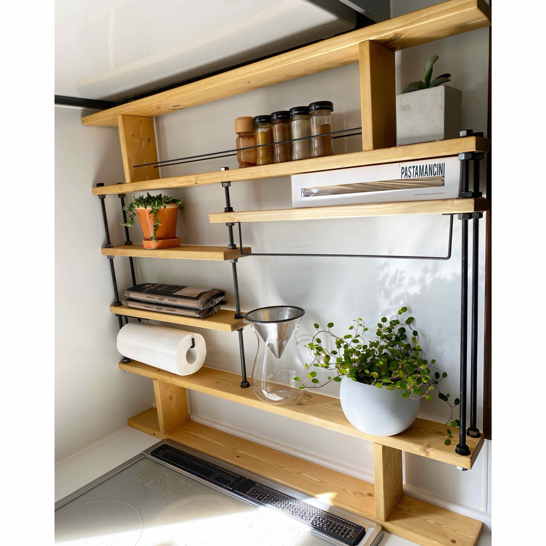 耐震設計！突っ張り式キッチンラックCentral☆アイアンラック