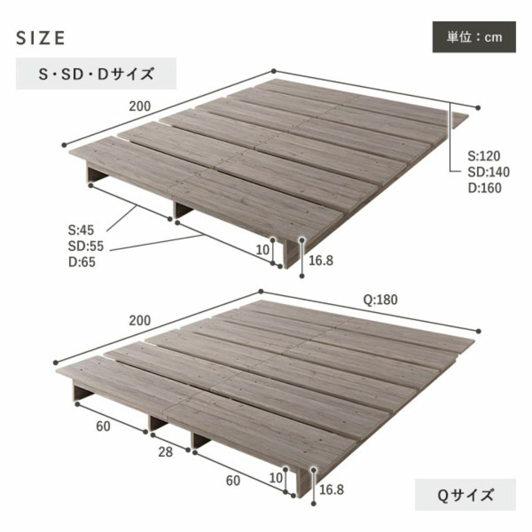 送料無料 ダブルベッド フレーム 保証・コンセント付き すのこ