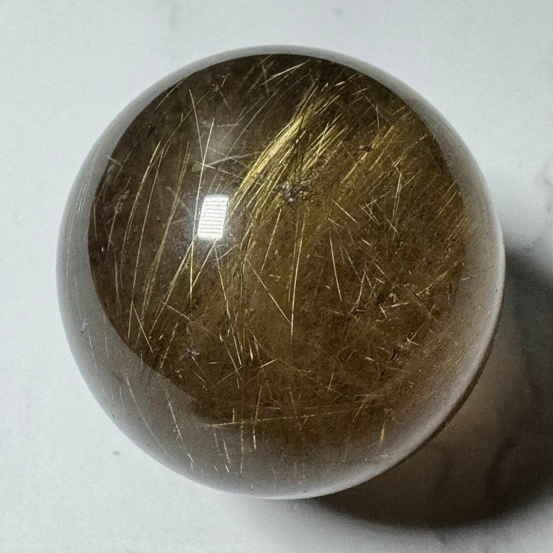 金運アップ（虹入り）◇ゴールドルチルクォーツ◇丸玉 約24㎜ 【公式通販】