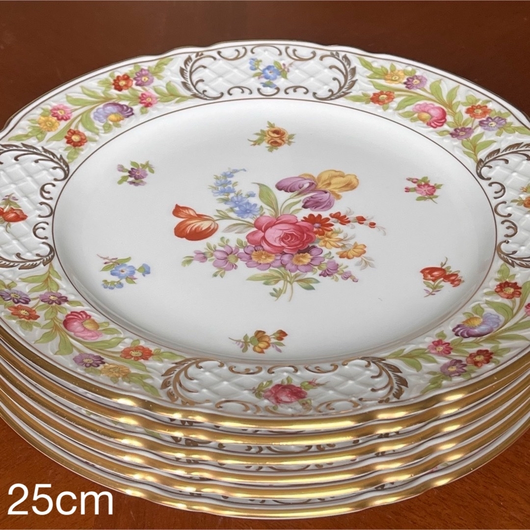 希少品】ドイツ製シューマンババリア☆ドレンデンフラワー☆豪華な大皿6枚