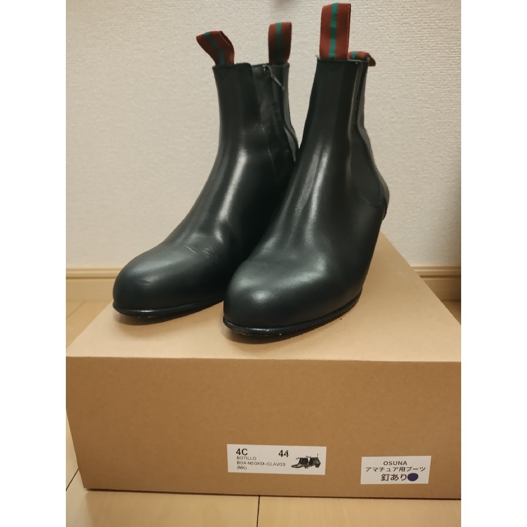 美品】フラメンコブーツ OSUNA 44 釘ありブラック メンズシューズ ボタ