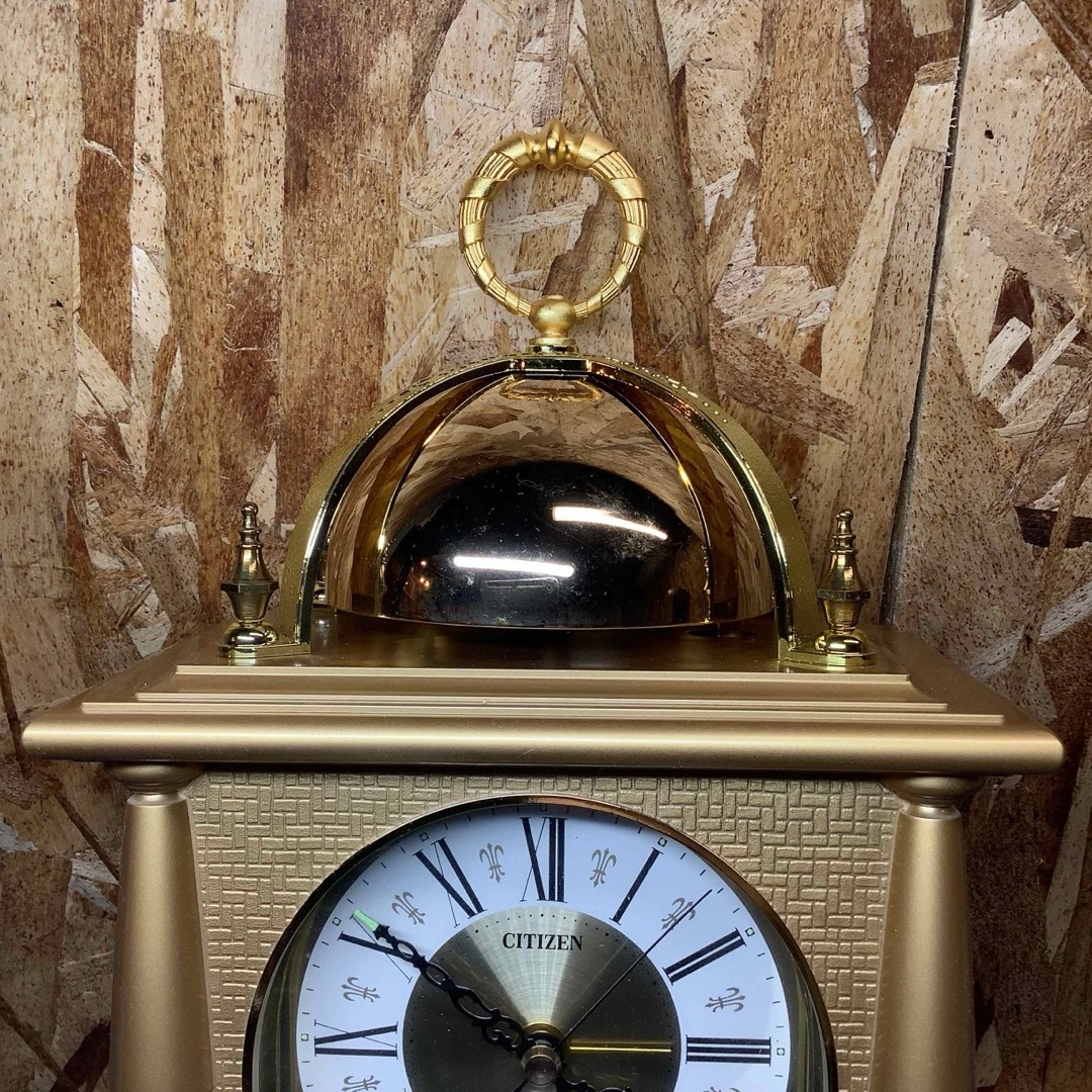 CITIZEN - 【S△4377】CITIZEN QUARTZ ゴールド 置時計 昭和レトロ の