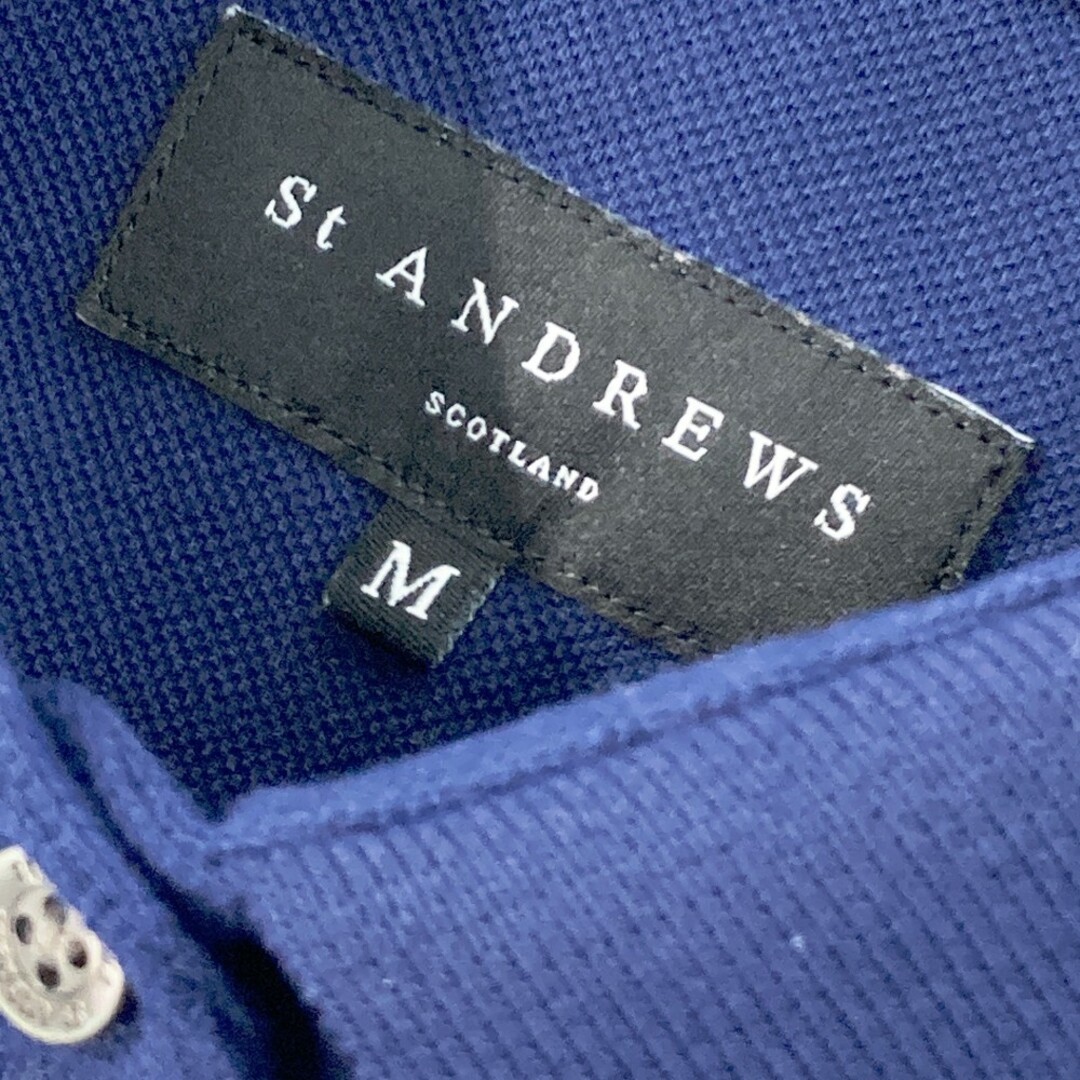サイズ：M ST ANDREWS セントアンドリュース 半袖ポロシャツ ネイビー