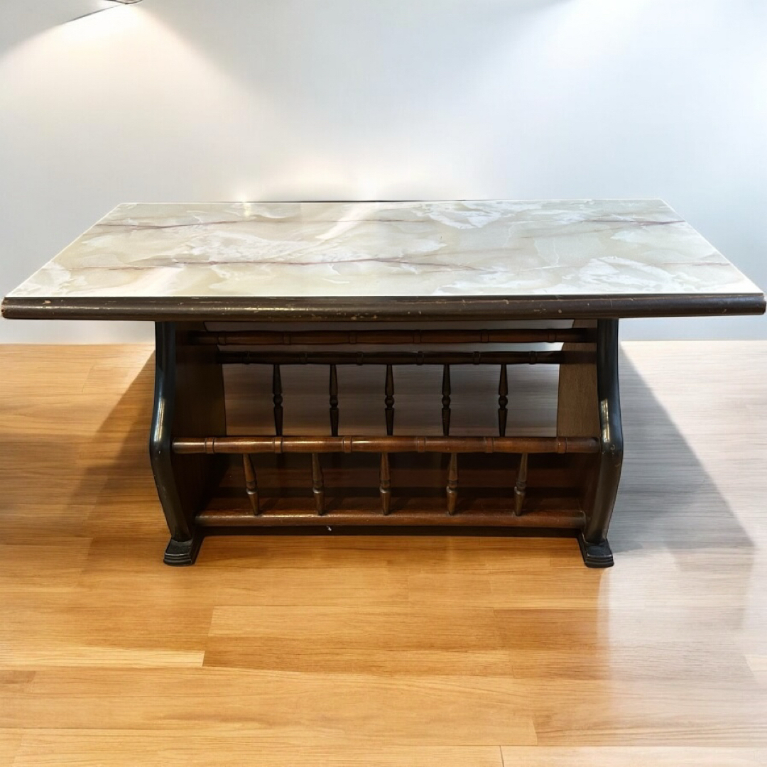 昭和レトロ / 大理石柄 木製 / ミッドセンチュリー センターテーブル