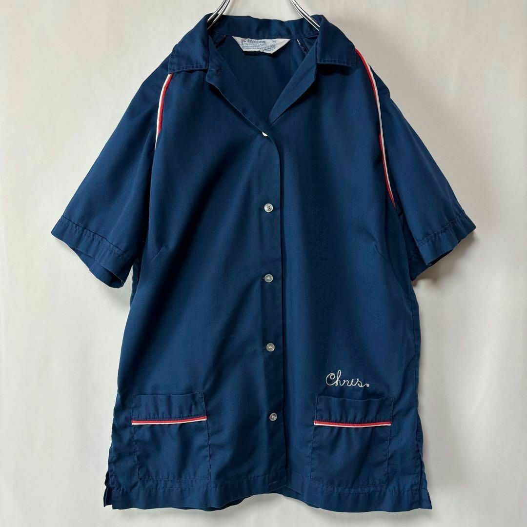 USA製 ヒルトン ボーリングシャツ サイズ38 半袖シャツ ブルー