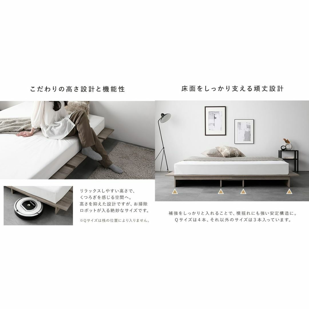 送料無料 セミダブルベッド フレーム 保証・コンセント付き すのこ