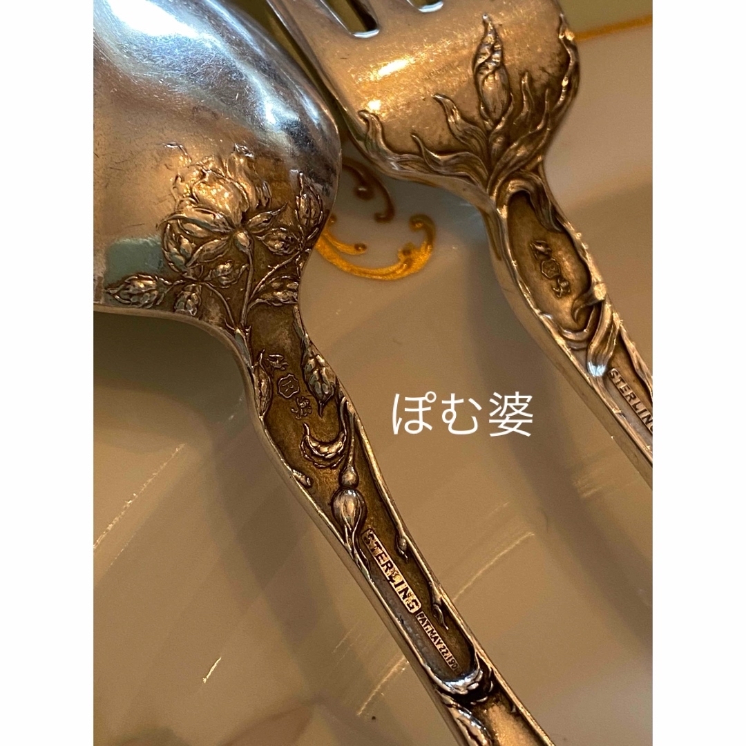 リード＆バートン】純銀「Les Cinq Fleurs」カトラリー 3本セット