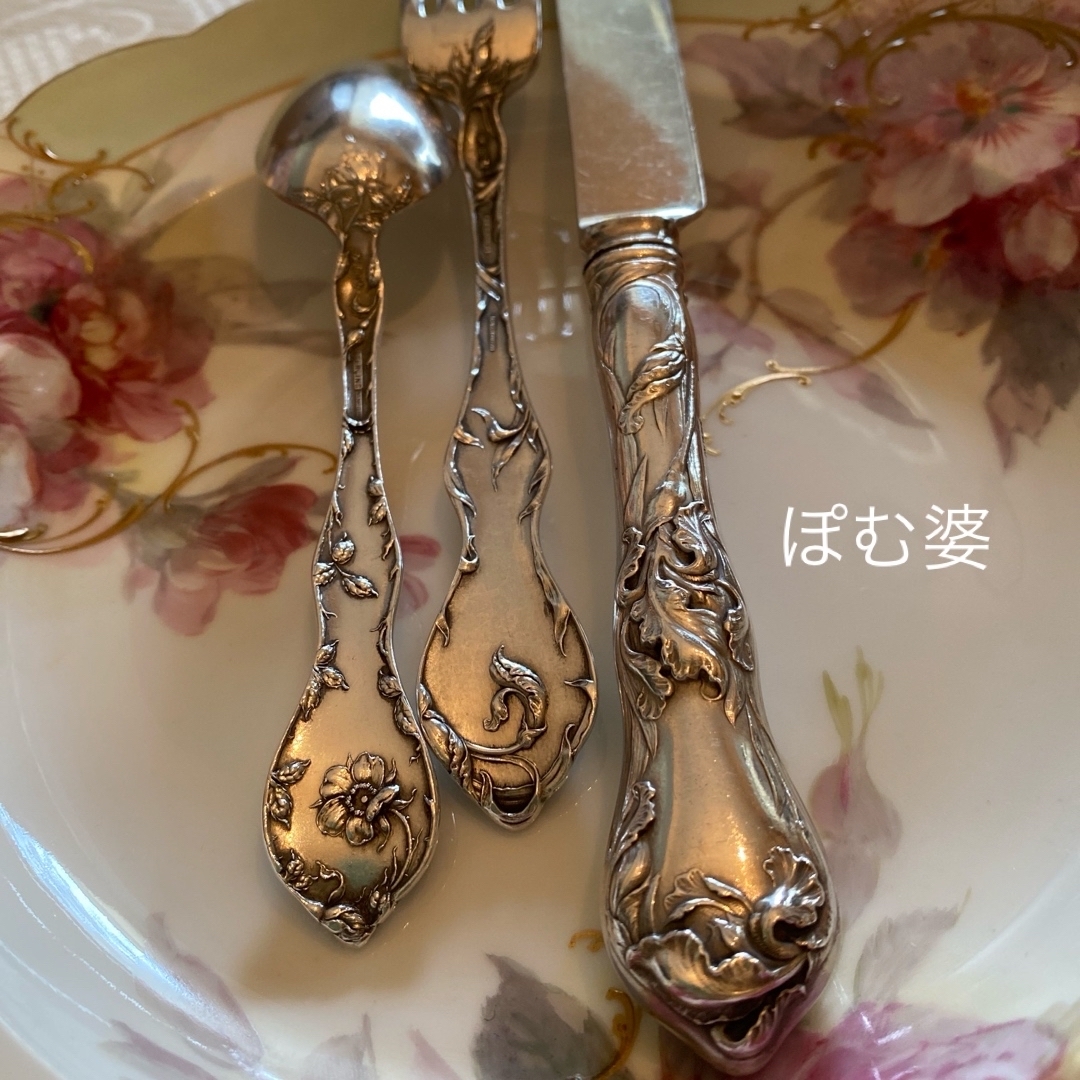 リード＆バートン】純銀「Les Cinq Fleurs」カトラリー 3本セット