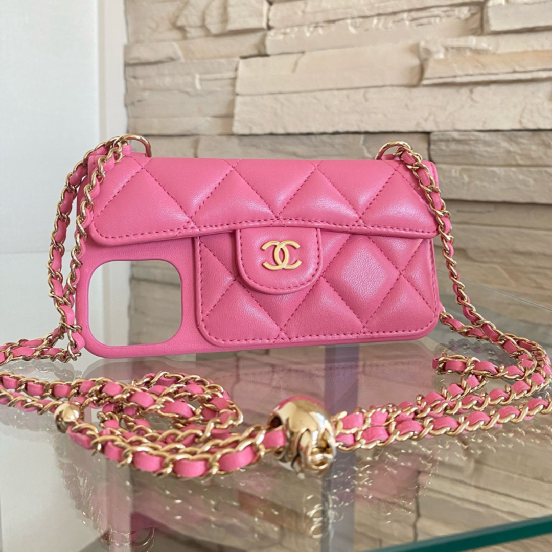 CHANEL - シャネル iPhoneケース マトラッセ ピンク iPhone12 PROの