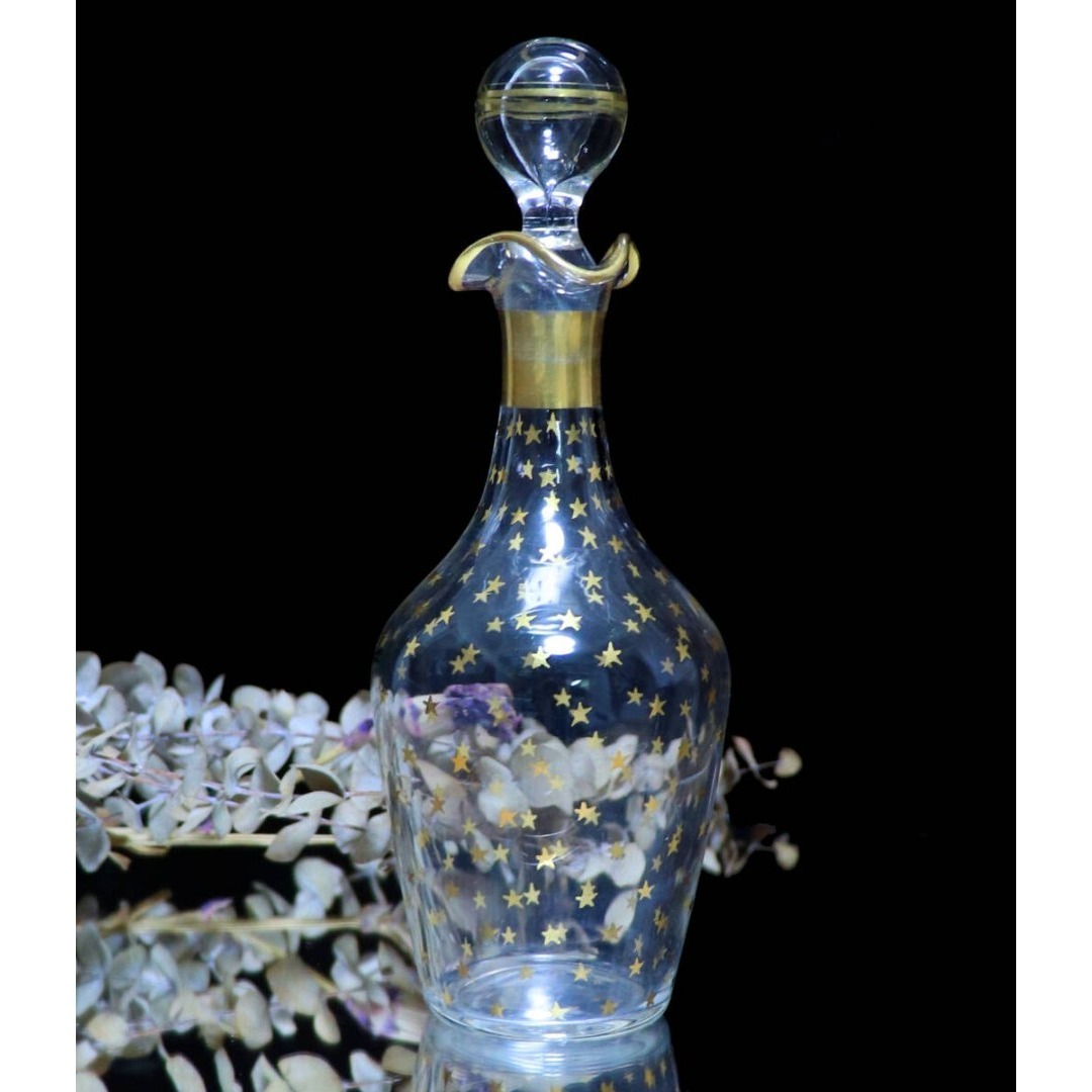 Baccarat - オールド・バカラ 1900年頃 金彩デカンタ 21cm星型 ステラ
