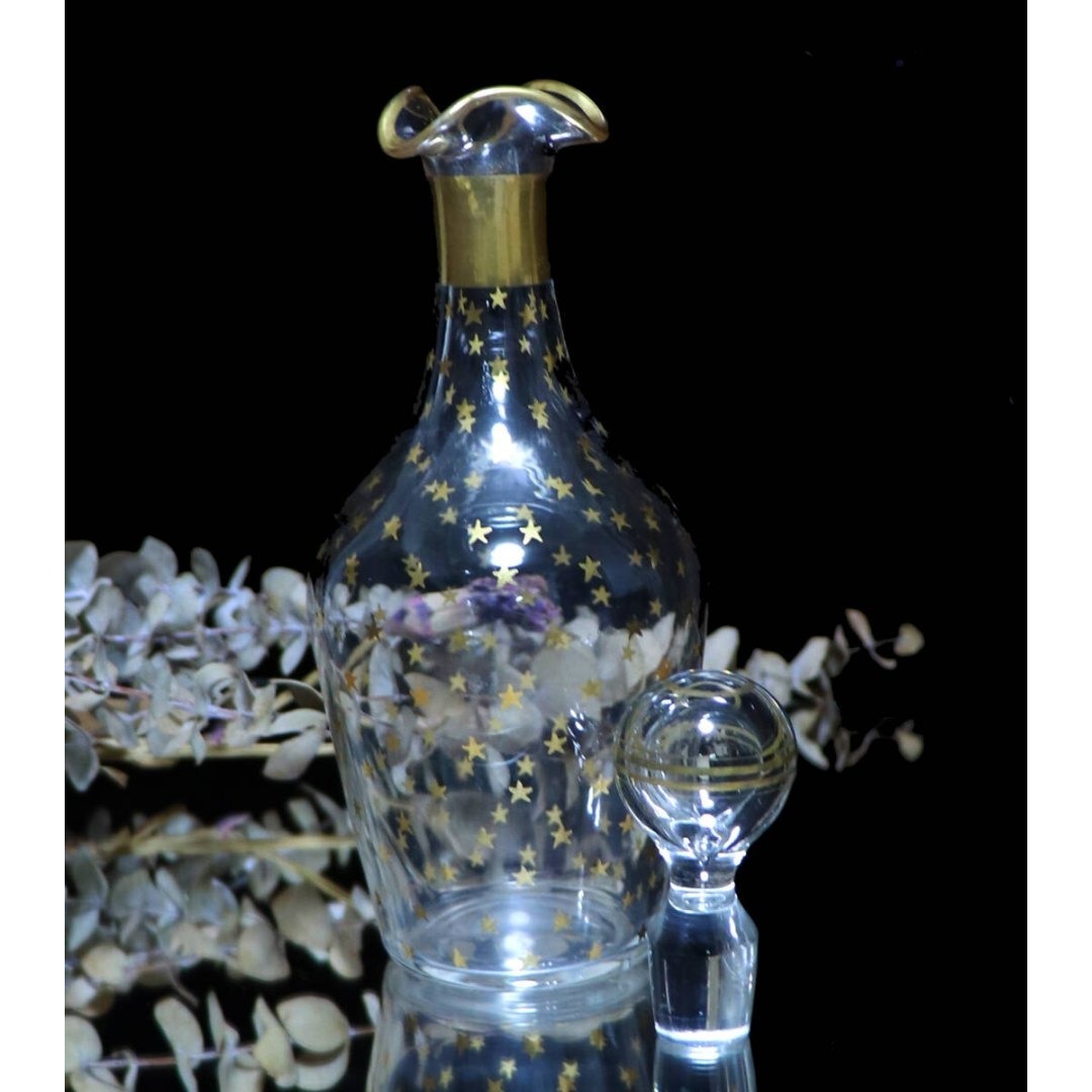 Baccarat - オールド・バカラ 1900年頃 金彩デカンタ 21cm星型 ステラ
