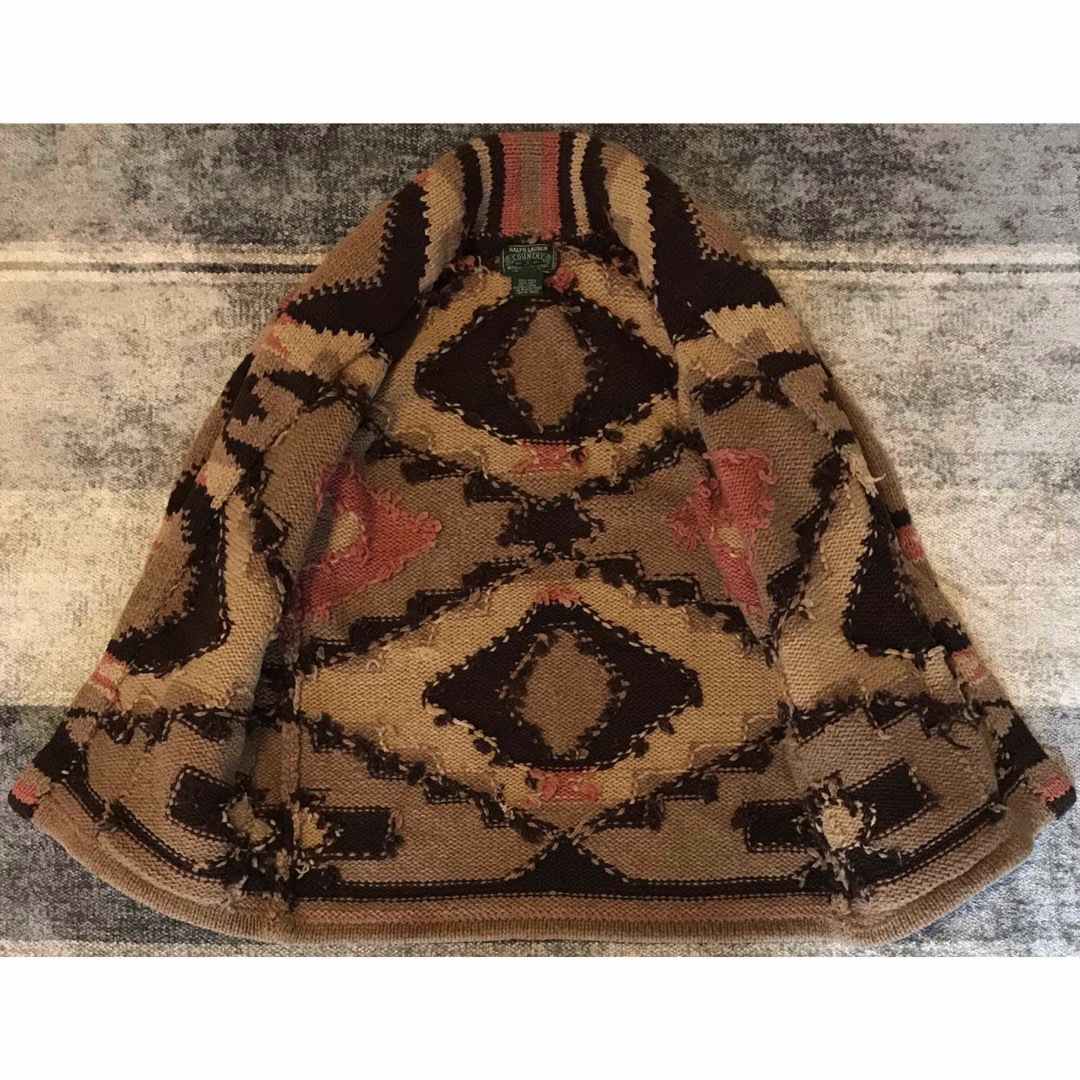 極上のナバホ柄 肉厚 90's ラルフローレン カントリー ニット ガウン S