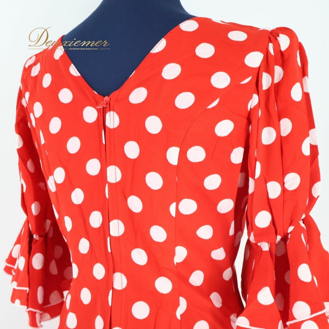 フラメンコ衣装】レッド 上下セット ツーピース セットアップ 赤 白