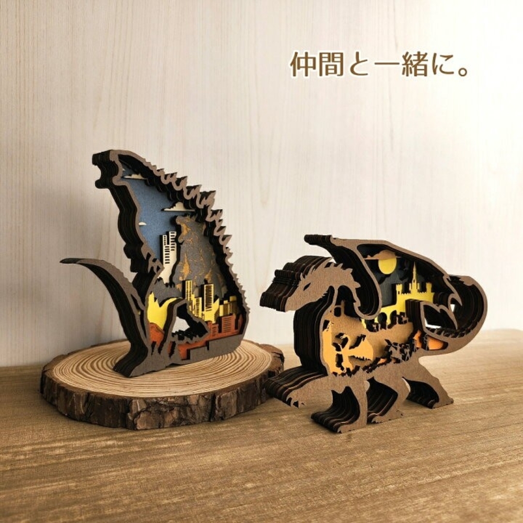 木製置物】ゴジラ恐竜☆ジュラシックパーク グッズ 置き物 雑貨