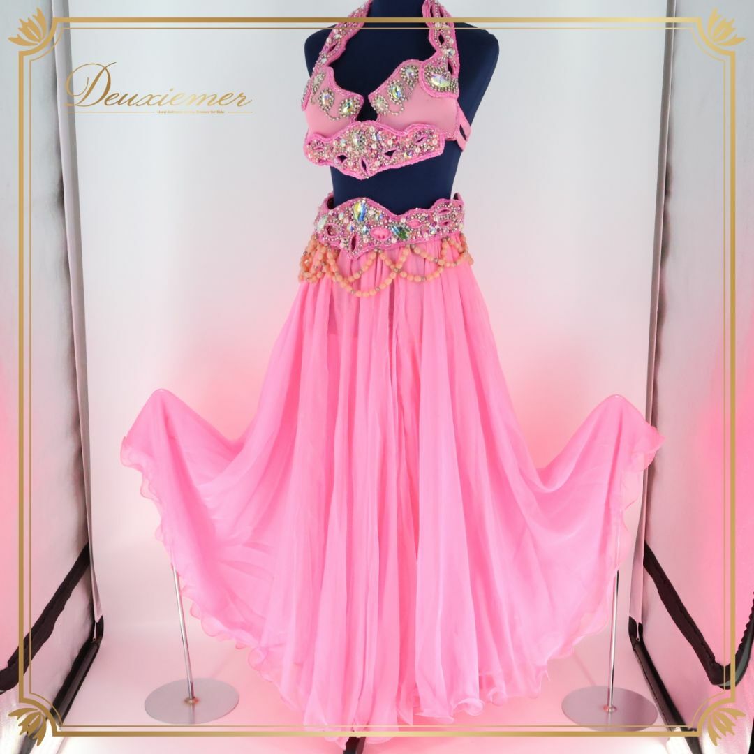 ベリーダンス衣装 セットアップ ピンク ビーズ装飾 【公式通販】