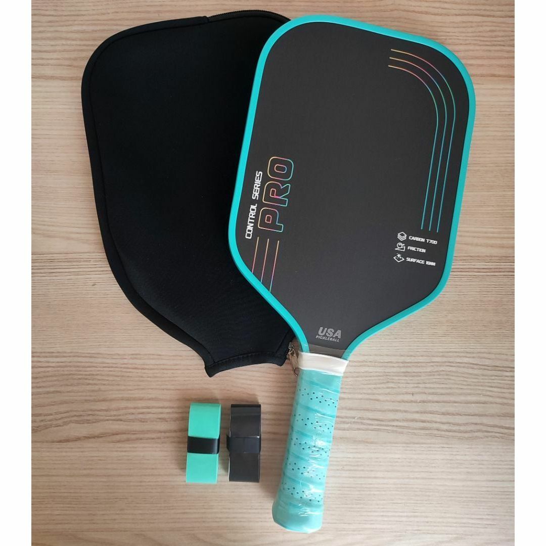 ピックルボール パドル T700生カーボンファイバー 水色 16mmの通販 by