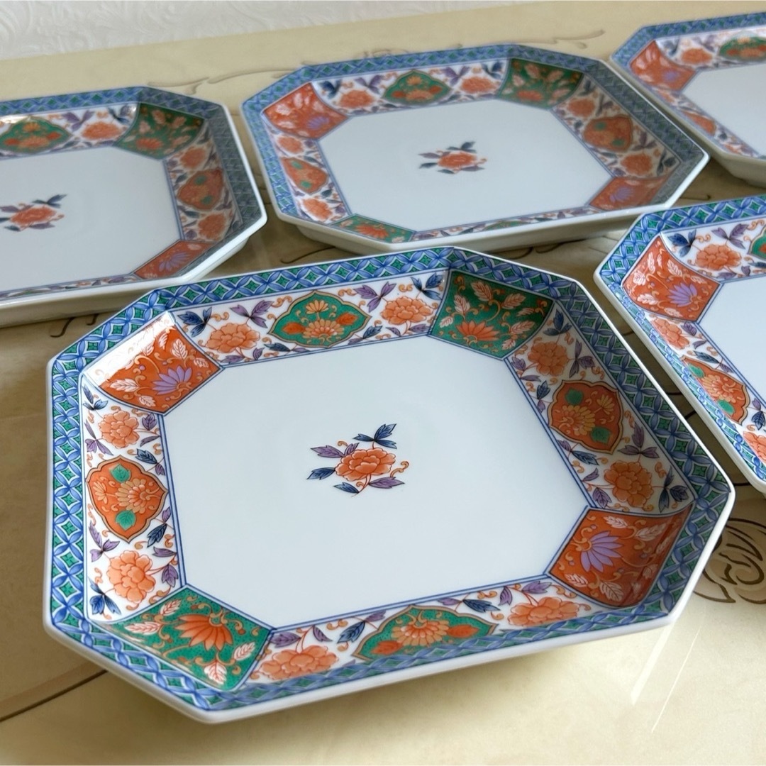 有田焼 - 三洋陶器 龍峰窯 金彩古伊万里 和皿揃 5枚セット 中皿 八角皿