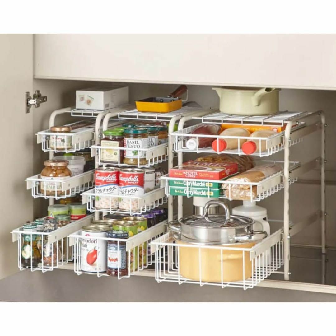 幅約16cm3段 燕三条で作る頑丈シンク下スライドラック［日本製］の通販