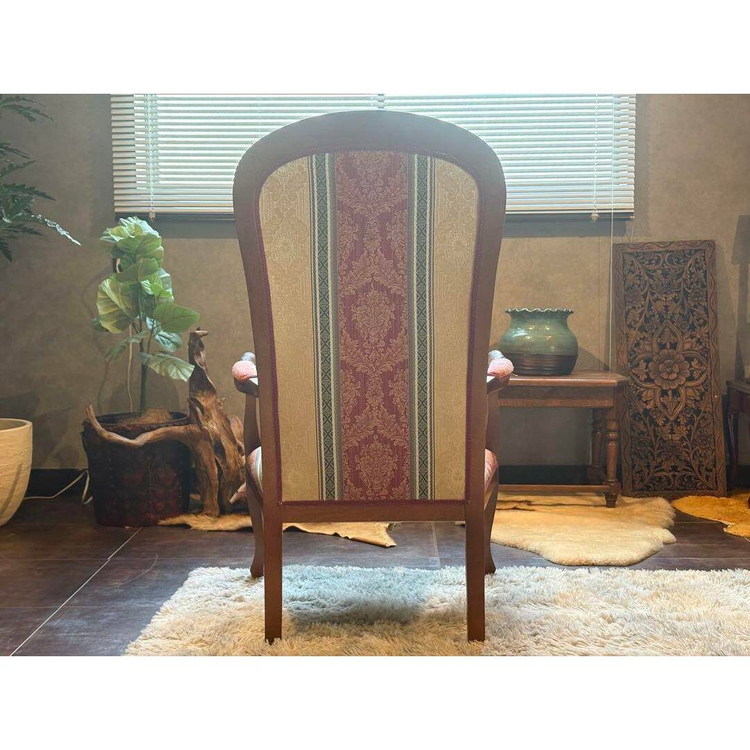 希少 クラシック ストライプ ヨーロピアン 鋲打ち アームチェア