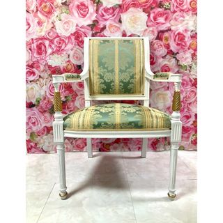 大塚家具 - IDC大塚家具 デカペ仕上げ Bianco椅子 緑 アームチェア