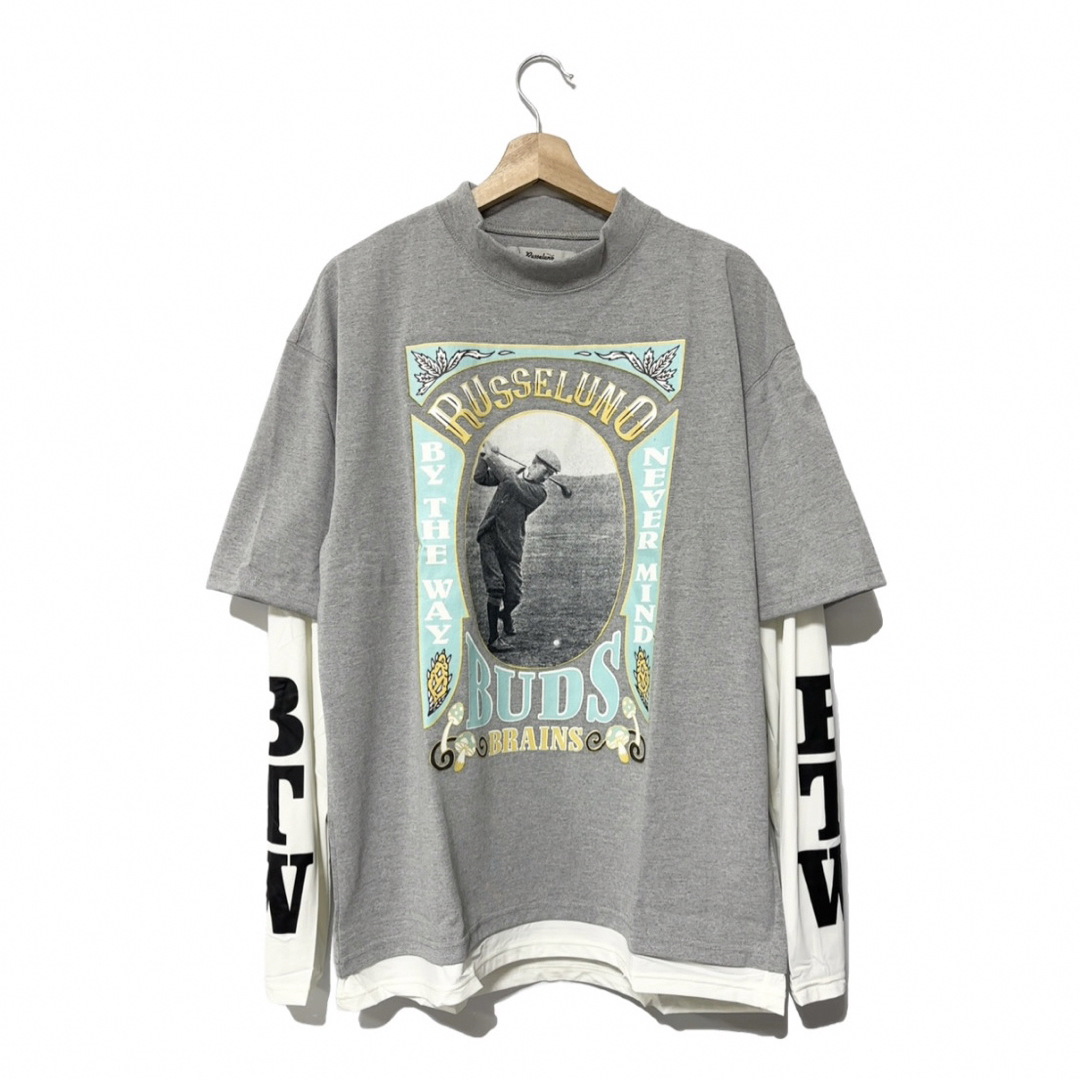 ラッセルノ ゴルフ レイヤード プリント モックネック L/S グレー L 5