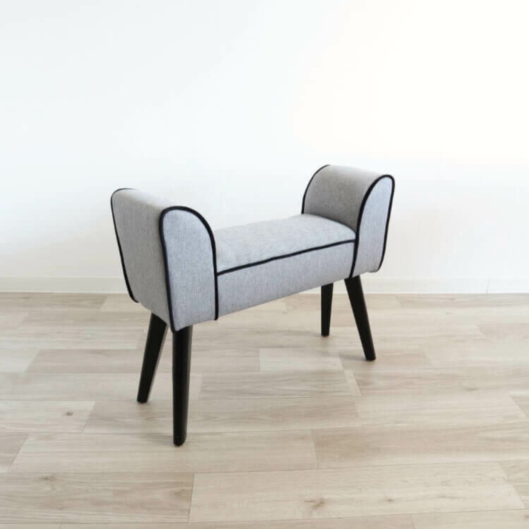 ☆スツールベンチ モダンテイスト クッションチェア 椅子 グレー 腰掛【S】