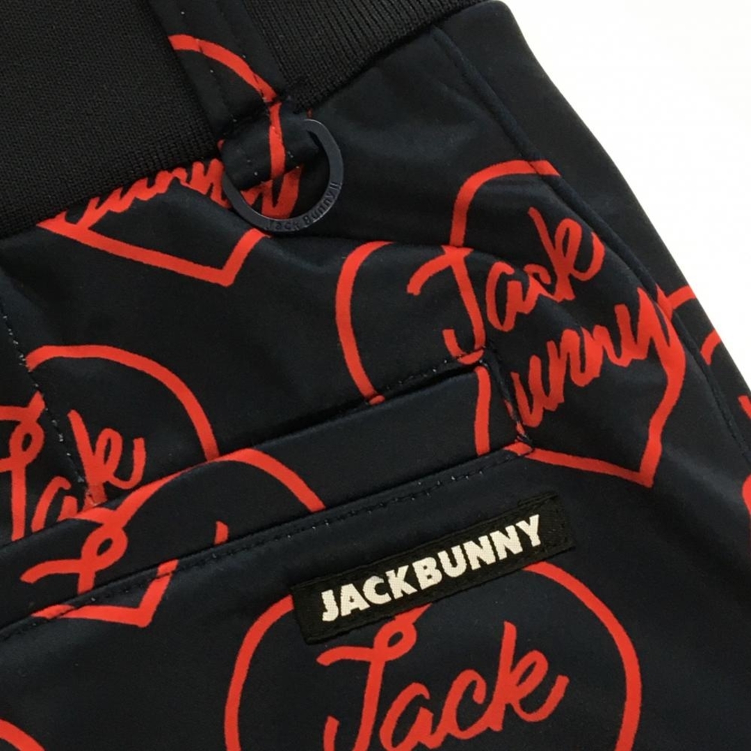 美品】ジャックバニー スカート ネイビー×レッド ロゴ ハート柄 裏起毛