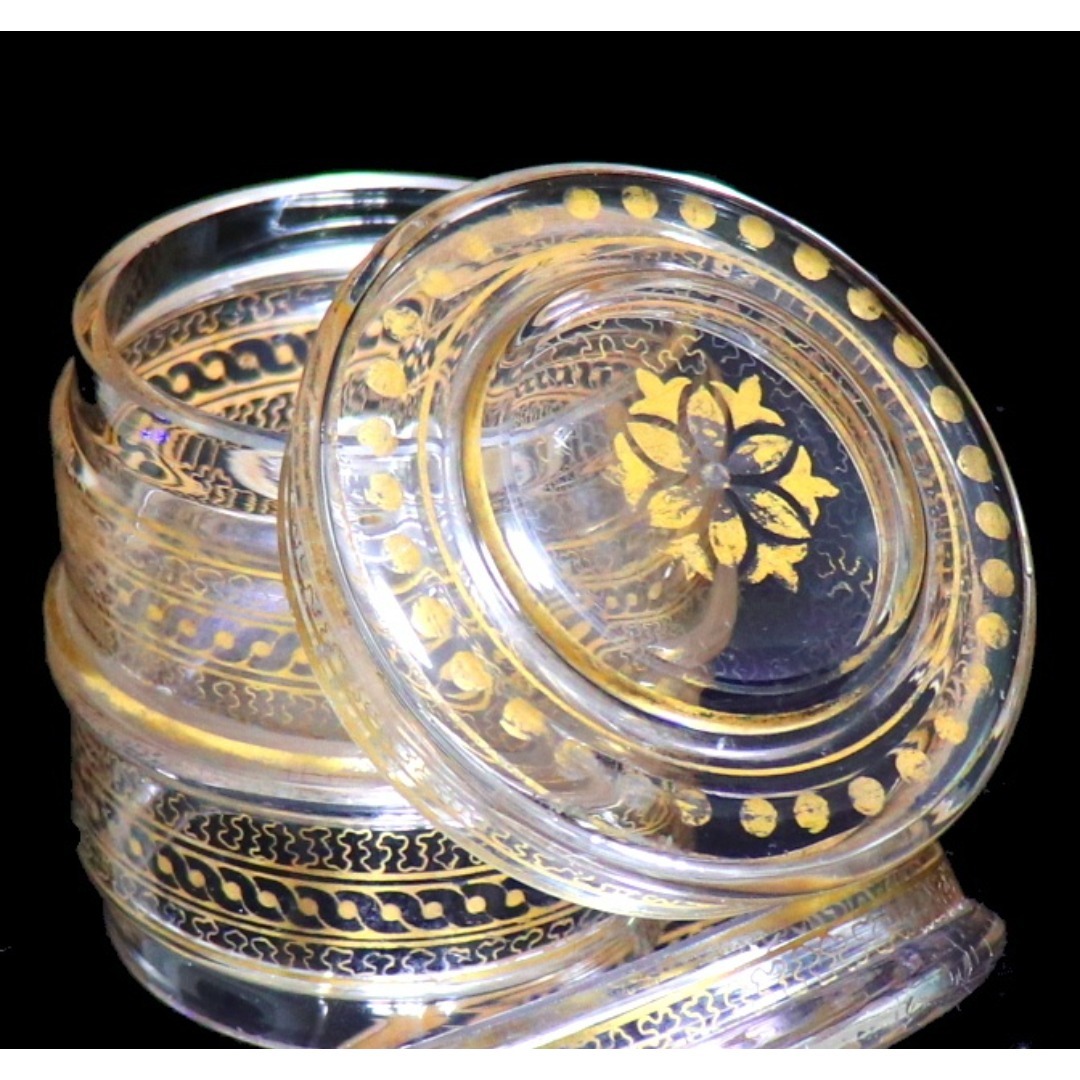 Baccarat - オールド・バカラ 1900年頃 金彩蓋物 希少絵柄 ボンボ