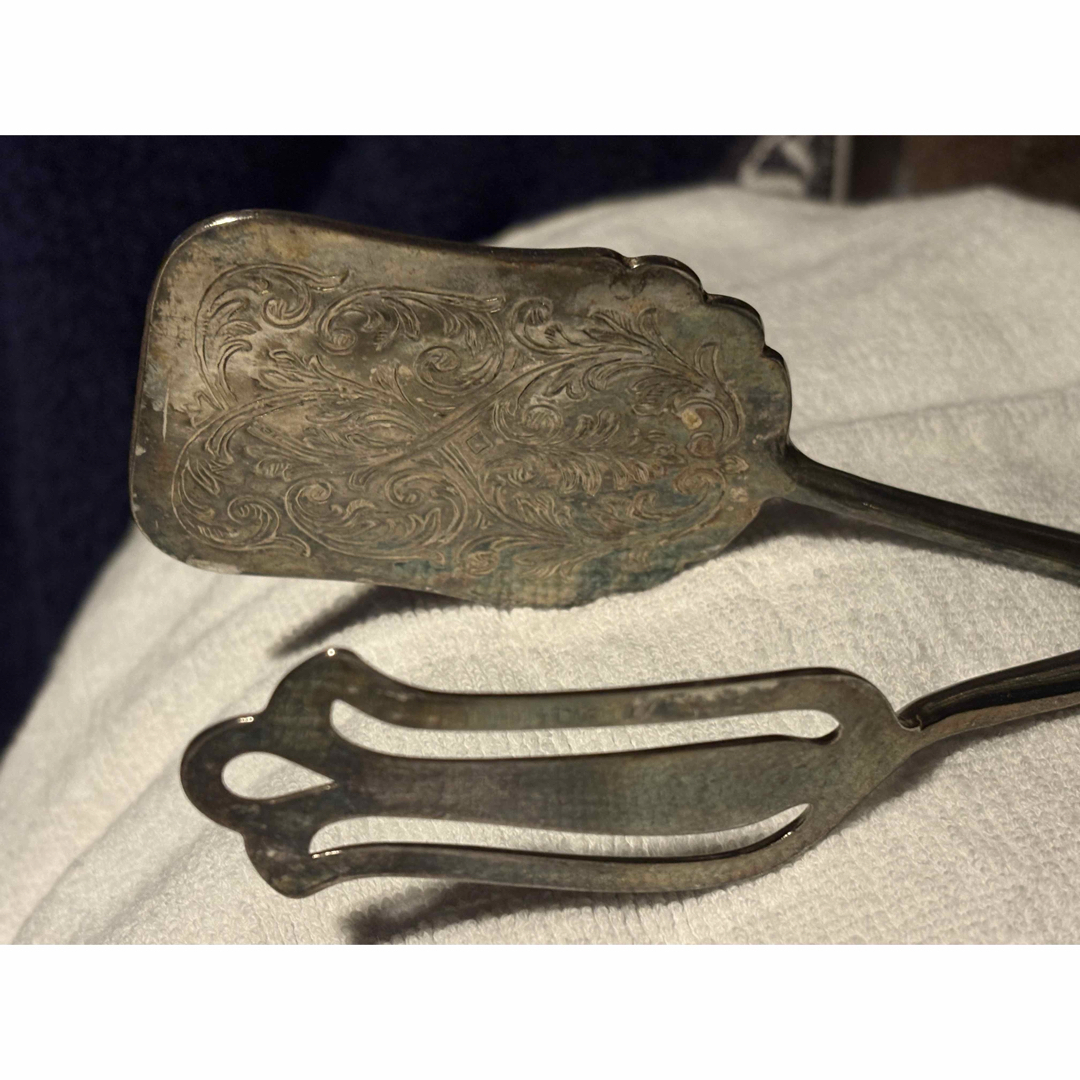 アンティーク イタリア製 シルバープレート ケーキトング ブレッド