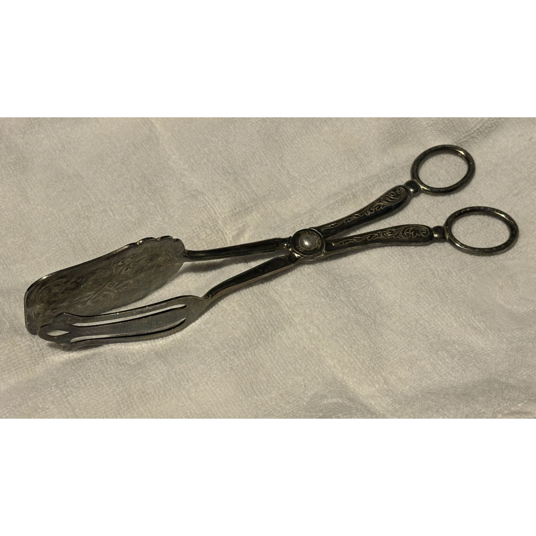 アンティーク イタリア製 シルバープレート ケーキトング ブレッド