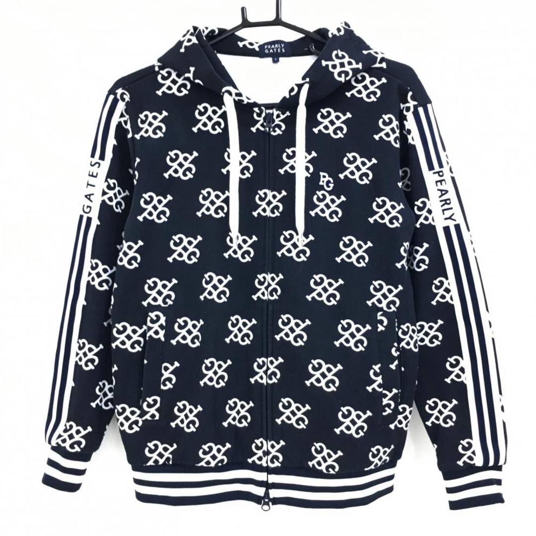 PEARLY GATES - パーリーゲイツ ジップパーカー ダークネイビー×白