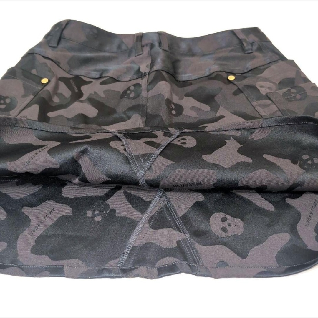 超美品 MARK & LONA マーク＆ロナ カモフラ柄 スカート スカル L