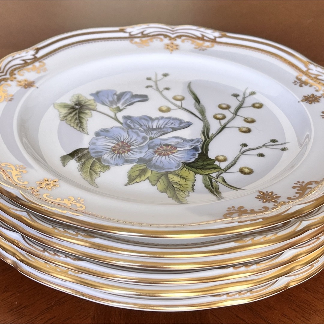 希少品】英国製 スポード ☆スタッフォードフラワー☆デザート皿 6枚