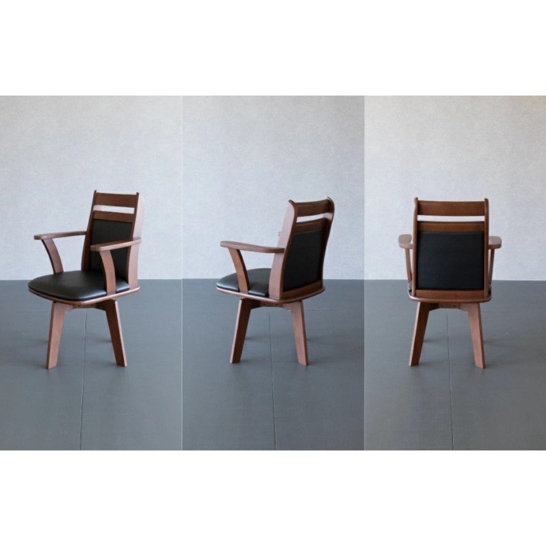 GLI DC PV 1脚 回転式ダイニングチェア 肘付アーム ブラック＊ブラウン