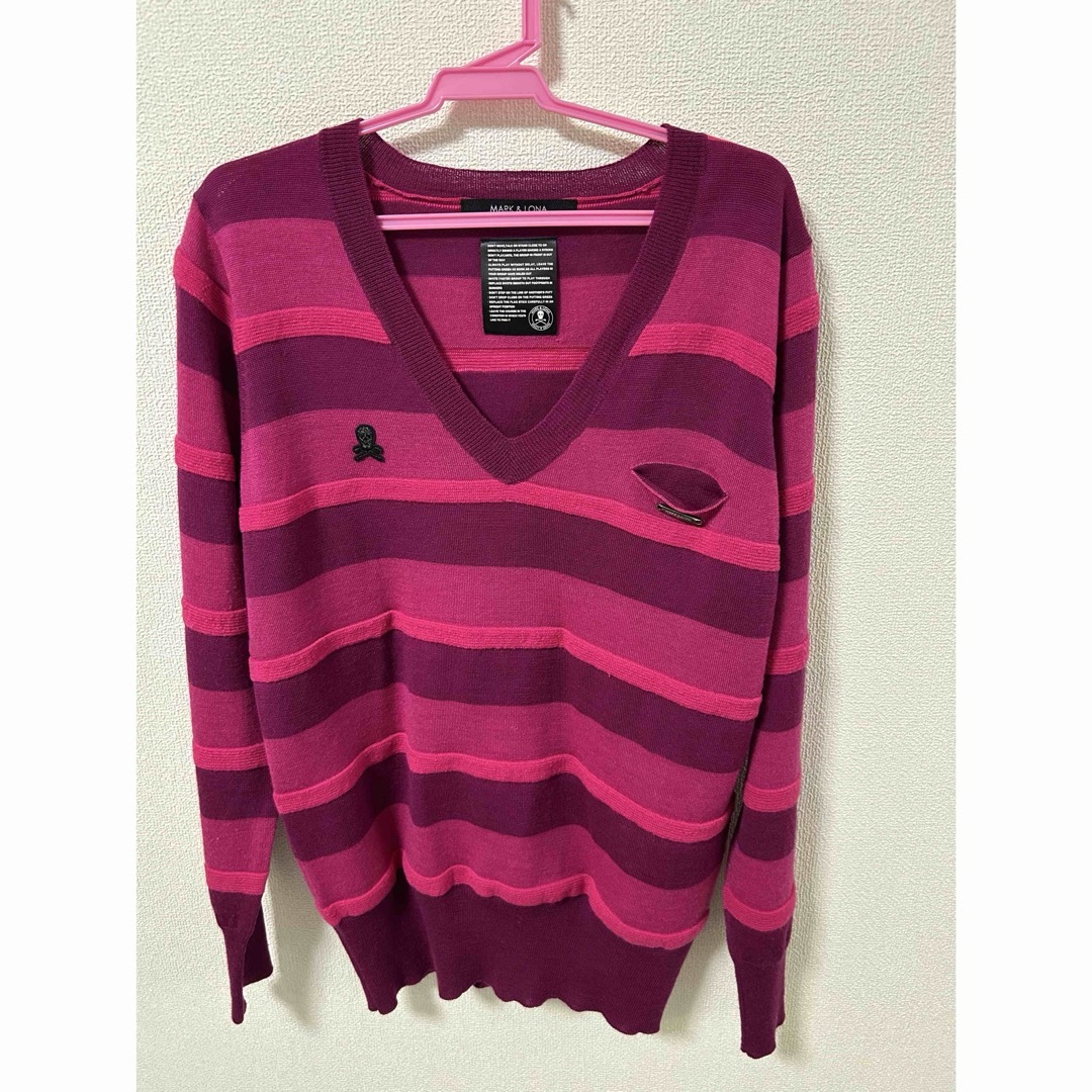 MARK&LONA - MARK & LONA ストライプ Vネックセーターの通販 by かんち