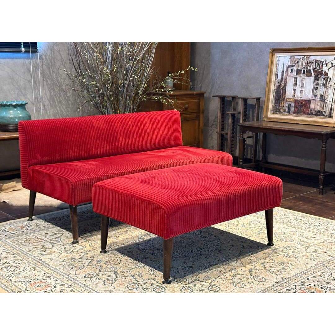 コーデュロイ 2人掛けソファ 2Pソファ オットマン アンティーク nYの