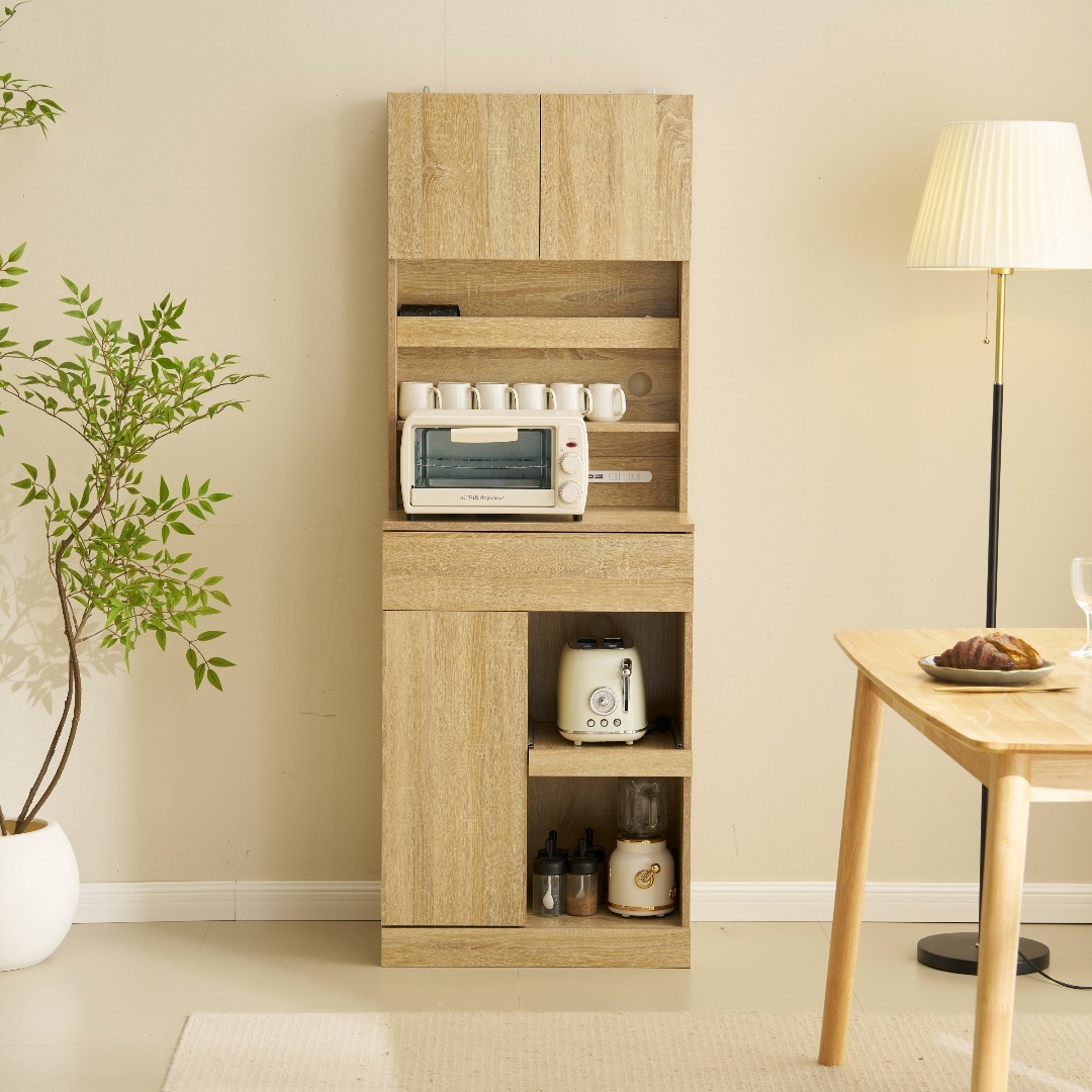 20％タイムセール！キャビネット 食器棚 一人暮らしに最適 NATURALの