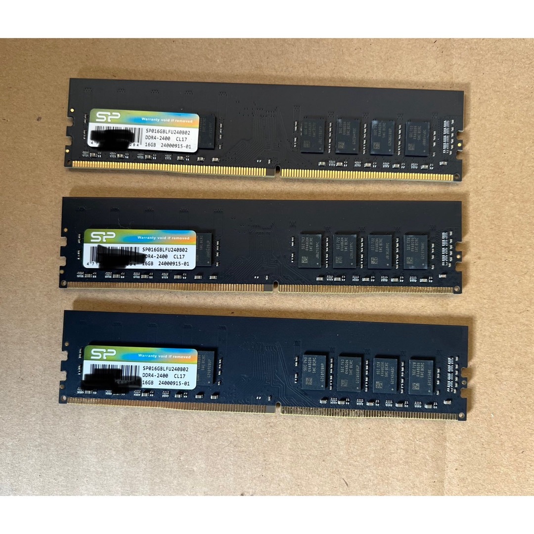 SP DDR4 2400MHz 16GB 3枚 不良品工ラ一動作不良