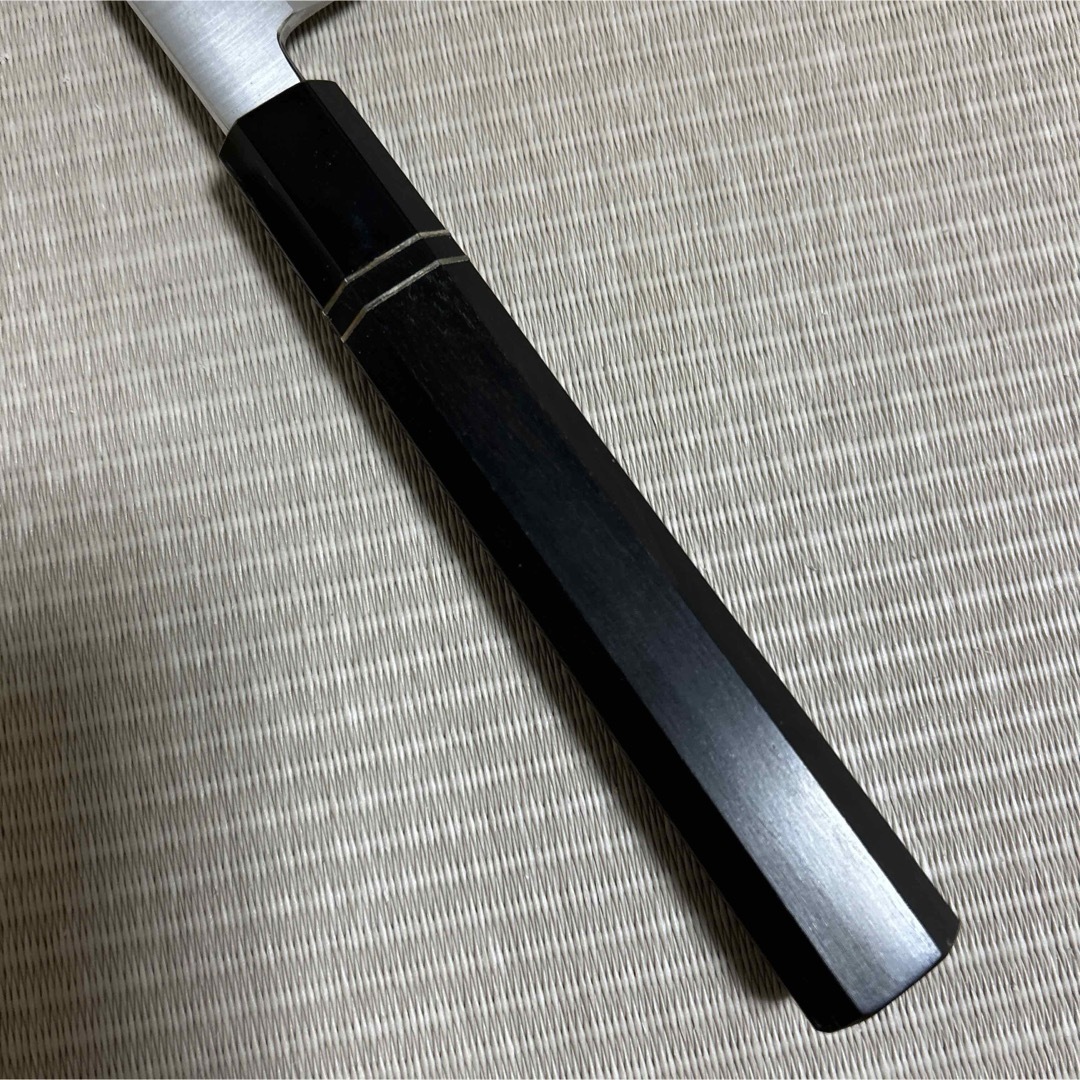鬼反り 尺二 先丸柳刃 包丁 和包丁 黒檀黒水牛八角柄