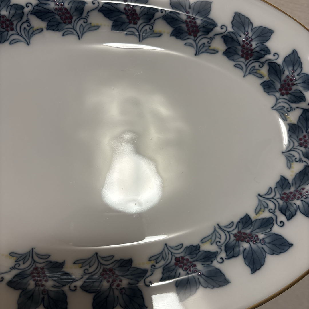 大倉陶園 金彩草花絵 呉須 手描き オーバルプレート Sサイズ ディナー