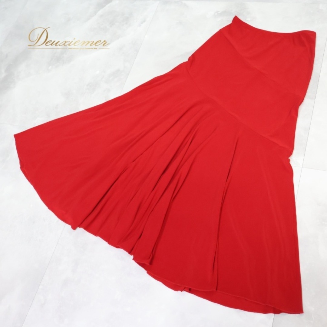 フラメンコ 衣装 ファルダ スカート 赤 無地 薄い 軽い ストレッチ