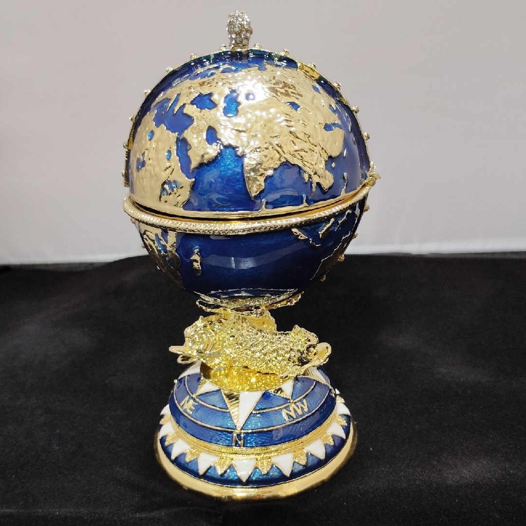 美品】地球儀型 (インペリアル・エッグ風)ジュエリーボックス エナメル