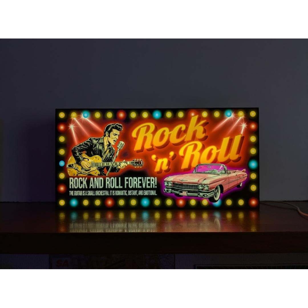 Lサイズ】ロックンロール ロカビリー アメ車 看板 置物 雑貨 ライトBOX