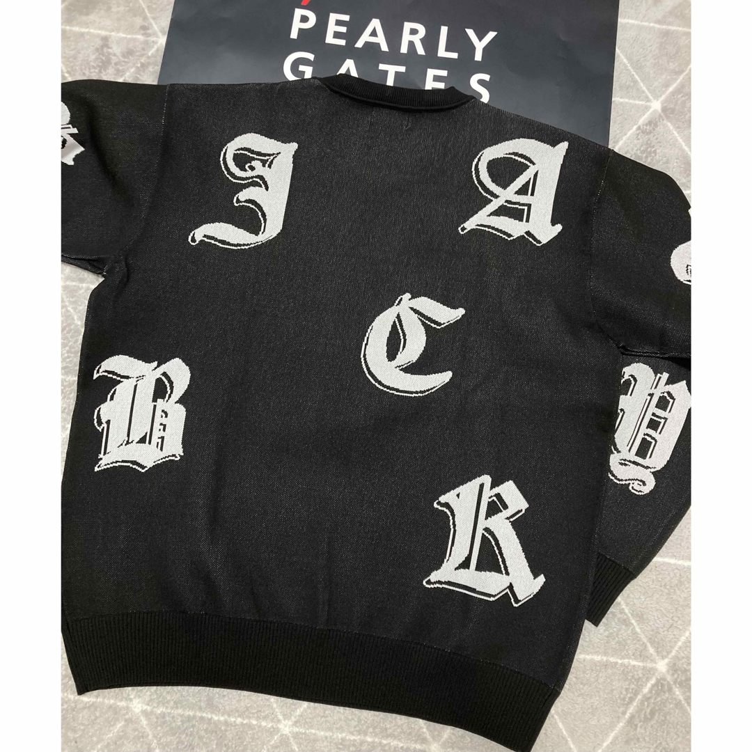 新品 パーリーゲイツ ジャックバニー ゴシックロゴWジャガードニット(6