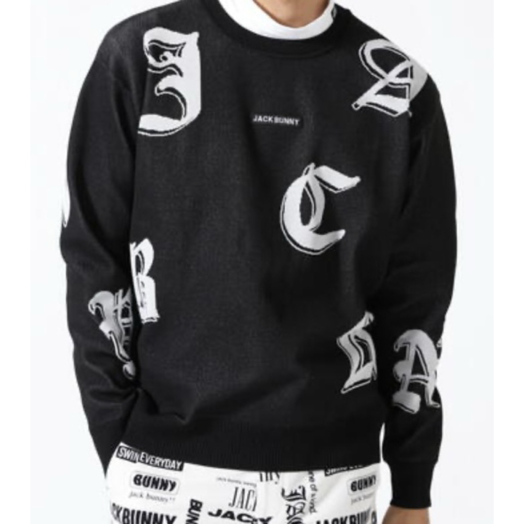 新品 パーリーゲイツ ジャックバニー ゴシックロゴWジャガードニット(6