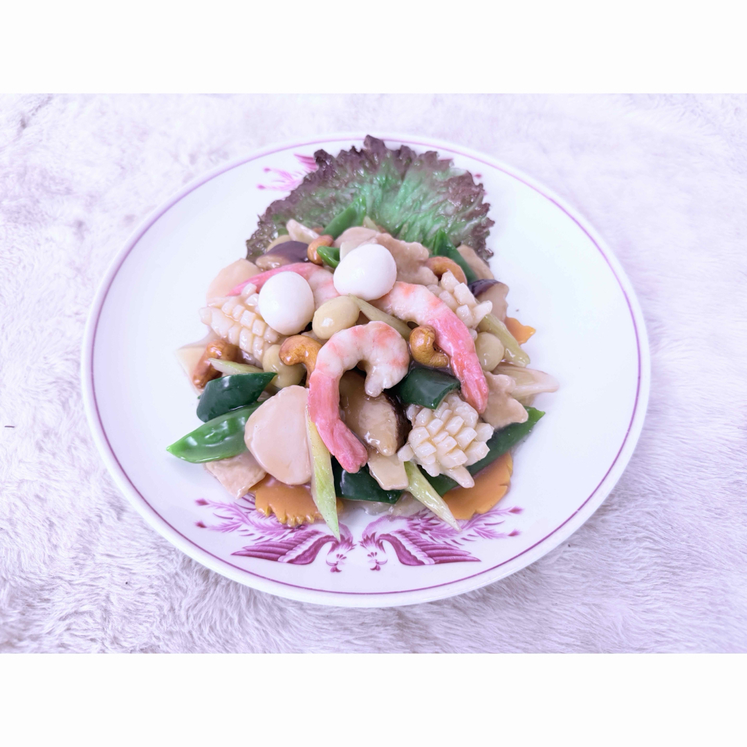 昭和レトロ イカとカシューナッツ炒め 食品サンプル 直径約26cm 町中華