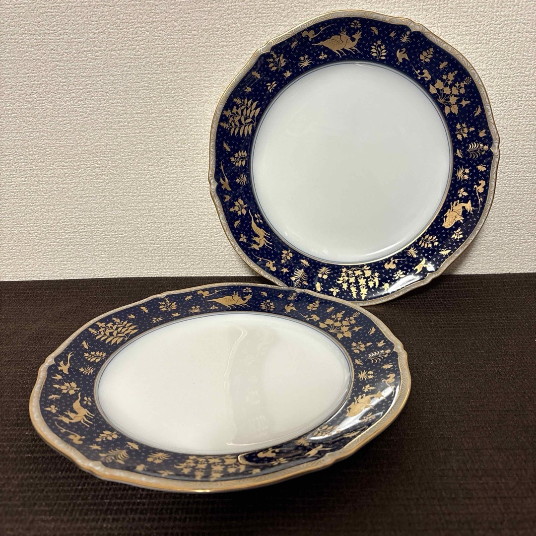 大倉陶園 - 大倉陶園 瑠璃金彩鹿鳥模様 ディナープレート 25.5cmの通販