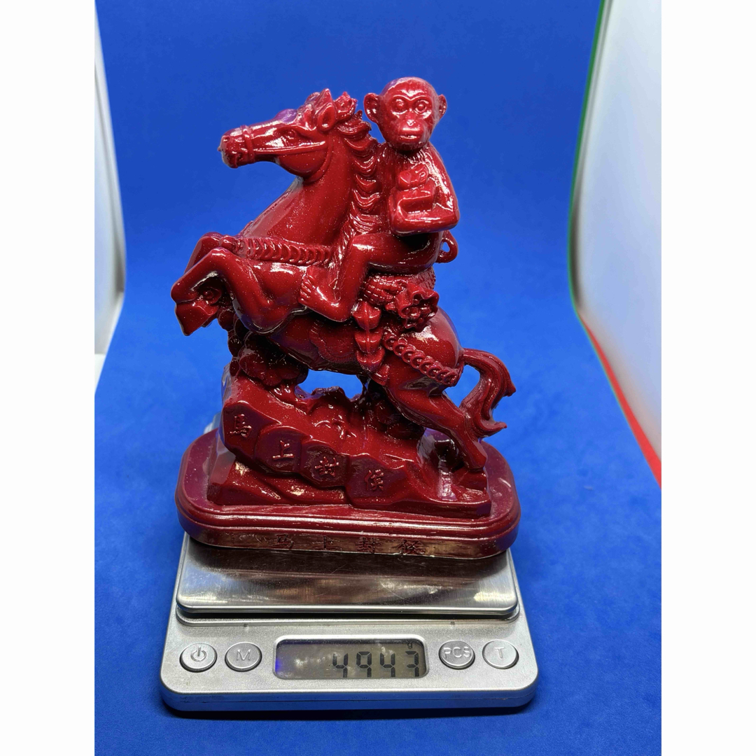 極美品 紫金砂・辰砂「馬上封侯」精雕置物 約14×10×5cm 490g5858の通販